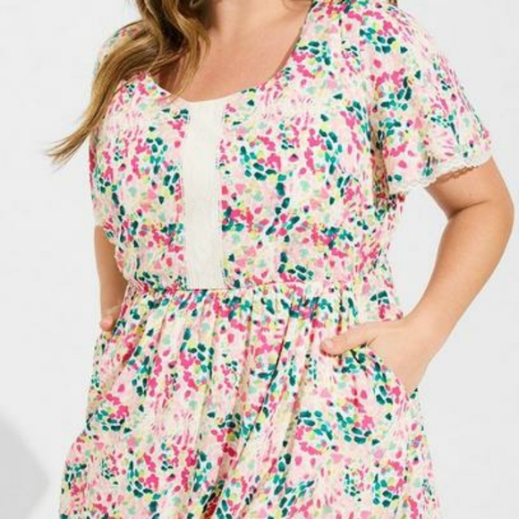 Torrid tunic center pleat dress mini Swiss dot - Picture 5 of 5